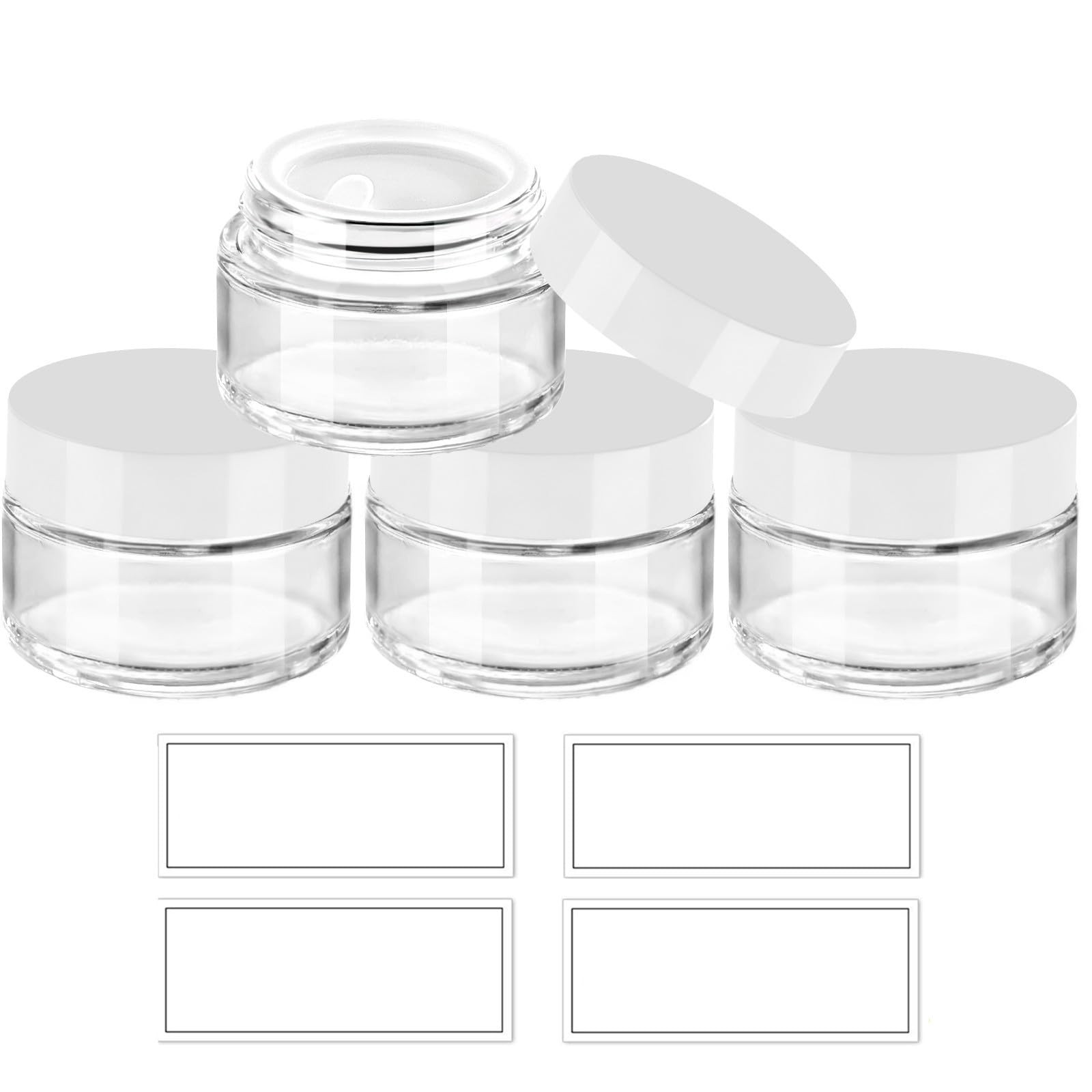 1 Oz Glass Jars 4 Pack Thick Round Containers Airtight Travel Cosmetic Cream Lot