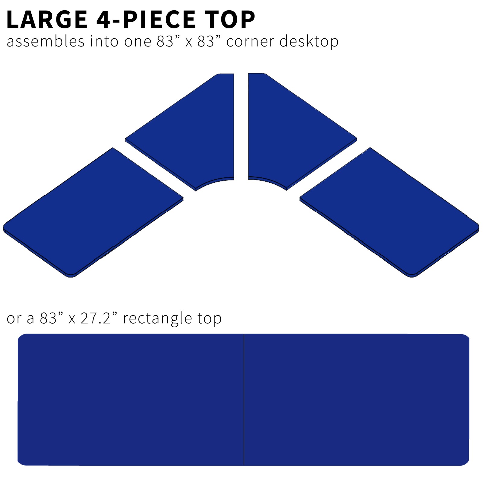 VIVO Black 83 x 83 inch Curved Corner Table Top for Sit to Stand Desk Frames