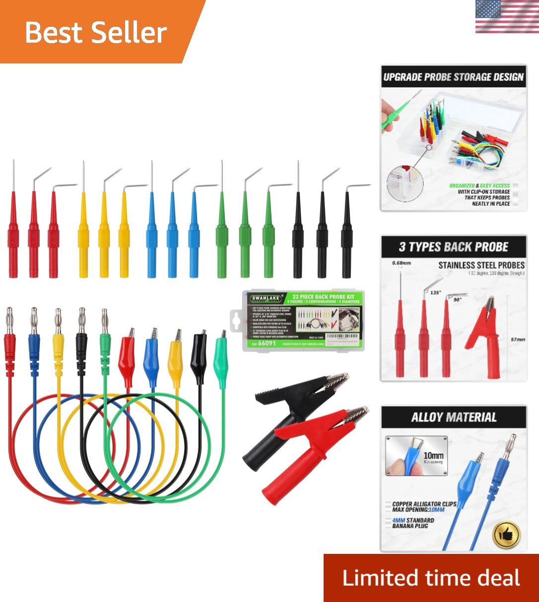 SWANLAKE 22-Piece Back Probe Kit, Multimeter Back Probe Pins with  Leads and ...