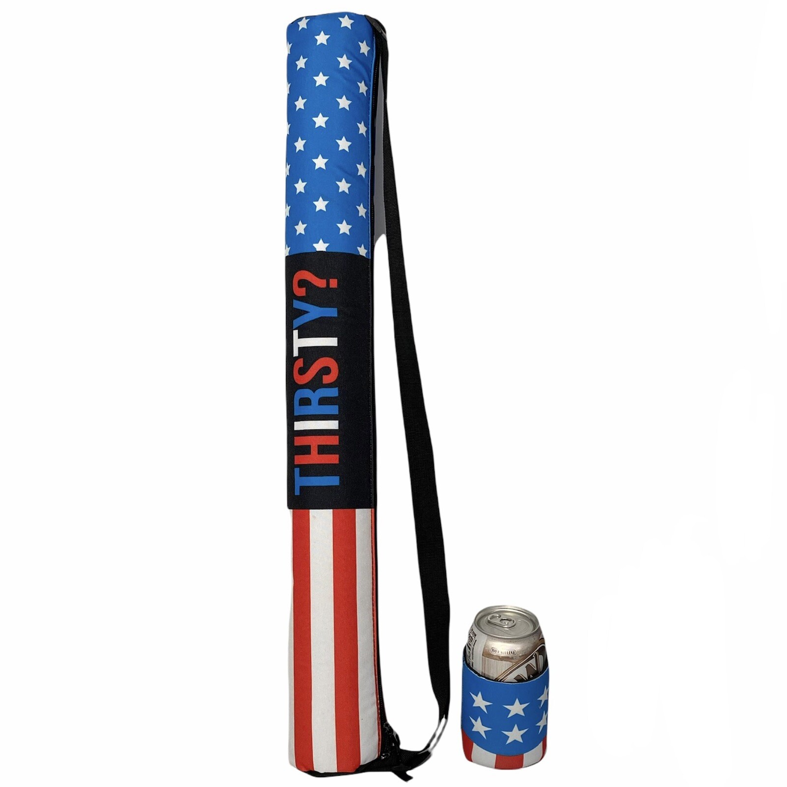 NEW Spencer’s Thirsty USA Beer Can Sling Insulated