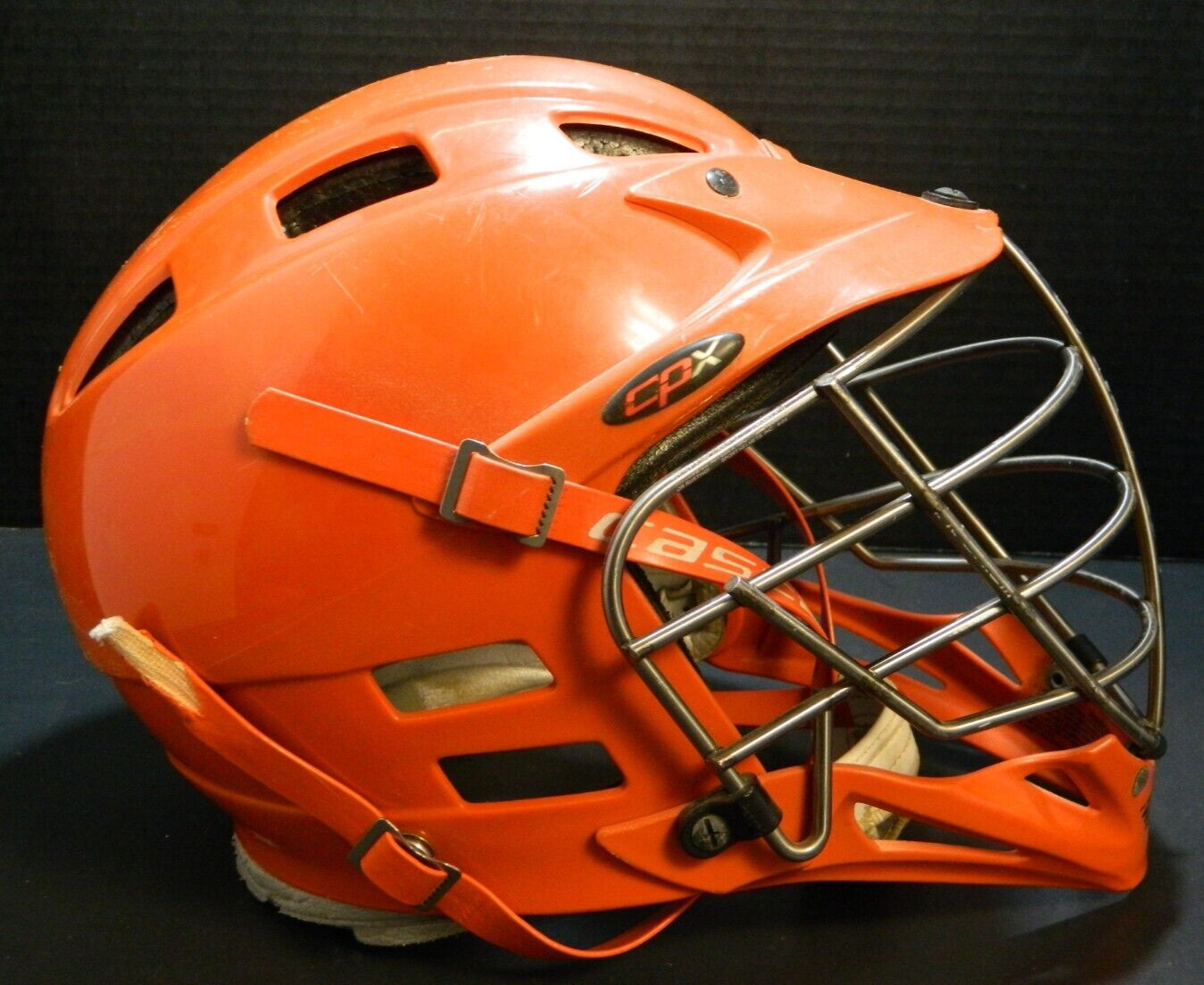 Cascade Syracuse CPX Orange Helmet w/ 4Point Chin Strap Very Good Cond.