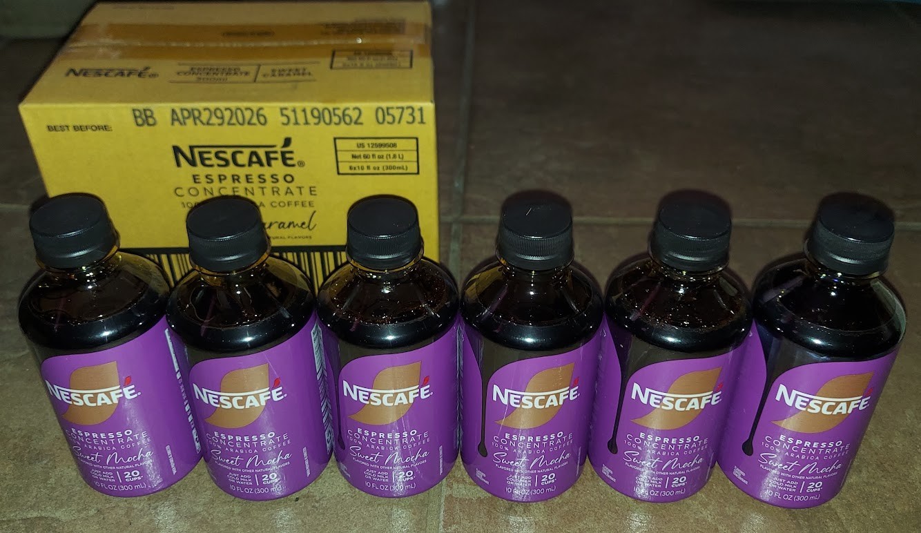 6 pack NESCAFÉ Espresso Concentrate, Sweet Mocha, Instant Coffee, 10 fl oz each