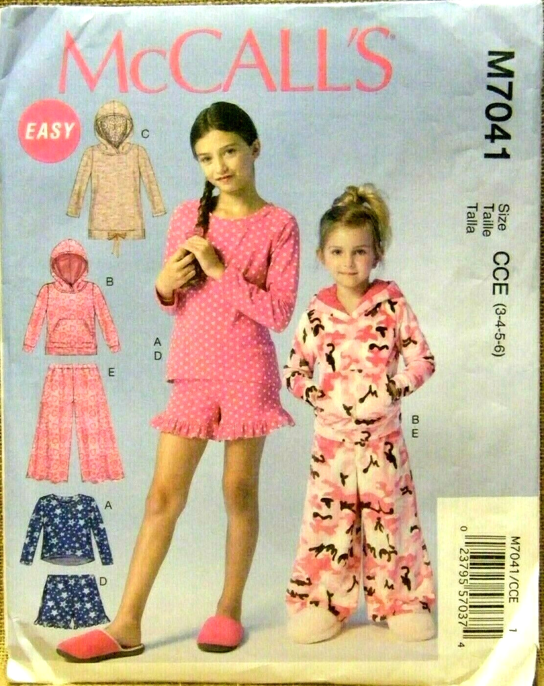 MCCALLS PATTERN 7041 DRESS TOPS PANTS SHORTS EASY  GIRLS SIZES  3 4 5 6  UNCUT