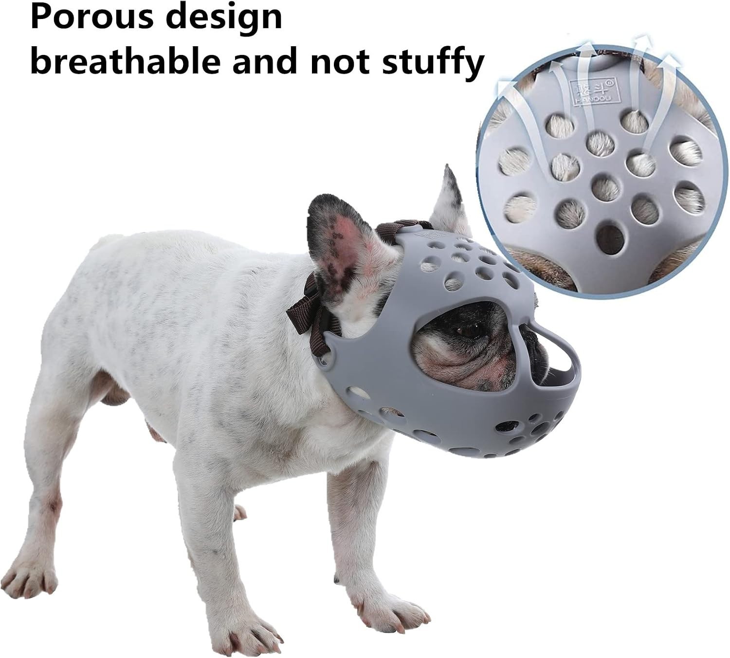 JYHY Short Snout Dog Muzzles,Soft Silicone for flat face dogs X-Large/17-21"(Blk