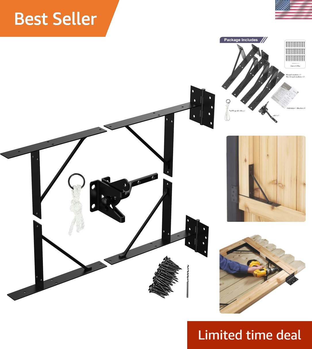 No Sag Gate Frame Kit with Latch - Rust-Resistant Steel for Lasting Strength