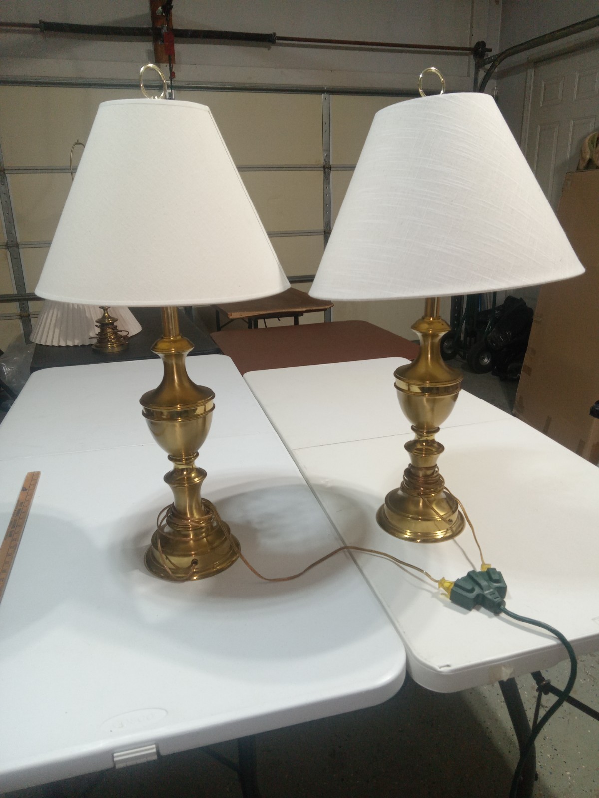 31"H solid brass lamp vintage electric tall heavy