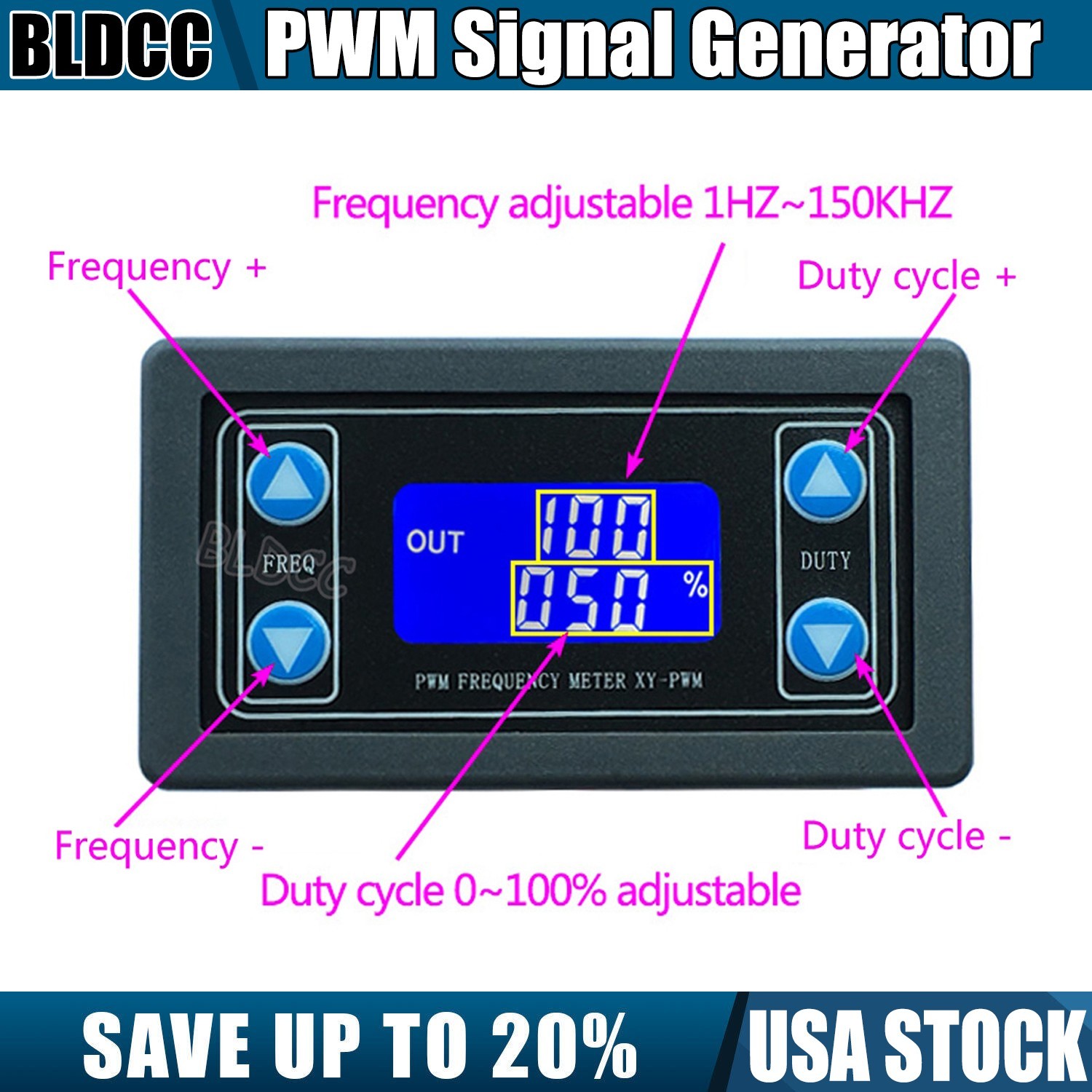 XY-PWM Signal Generator PWM Pulse Frequency Cycle Adjustable Module LCD Display