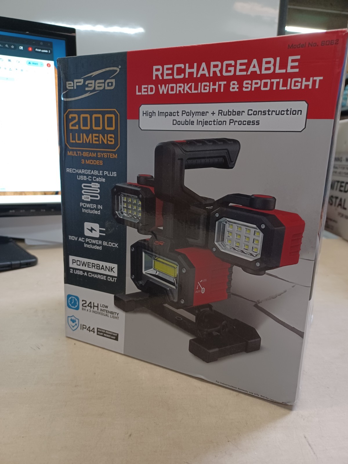 ePower360 2000 Lumens Rechargeable LED Worklight & Spotlight 850591007946