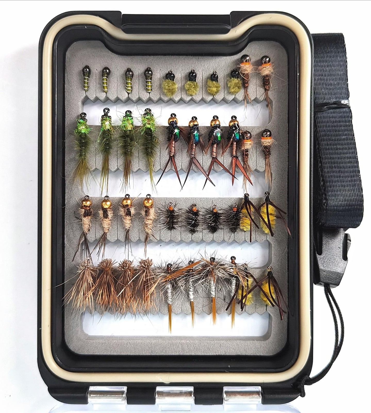 Fly Fishing Flies Assortment with Waterproof Fly Box, 40pcs Dry/Wet/Nymph Fli...