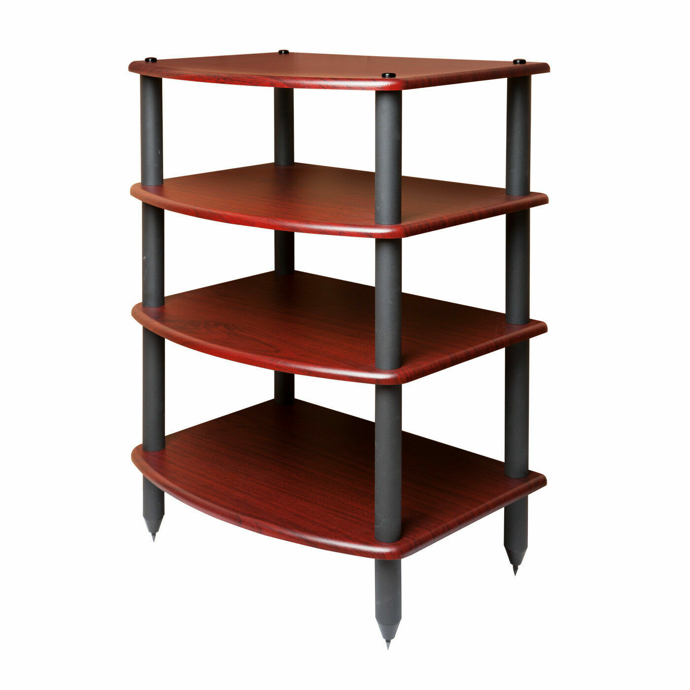 Pangea Audio Vulcan Four Shelf Audio Rack Media Stereo Stand Rosenut Red