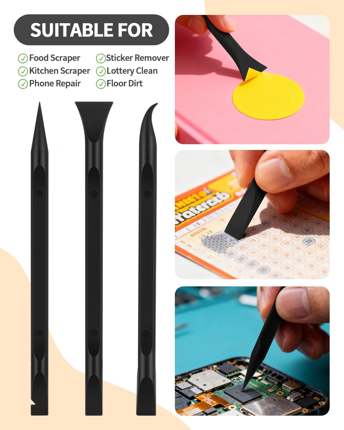 12 Pack Carbon Fiber Plastic Scraper Pen Tool Non-Scratch Car Kitchen Use