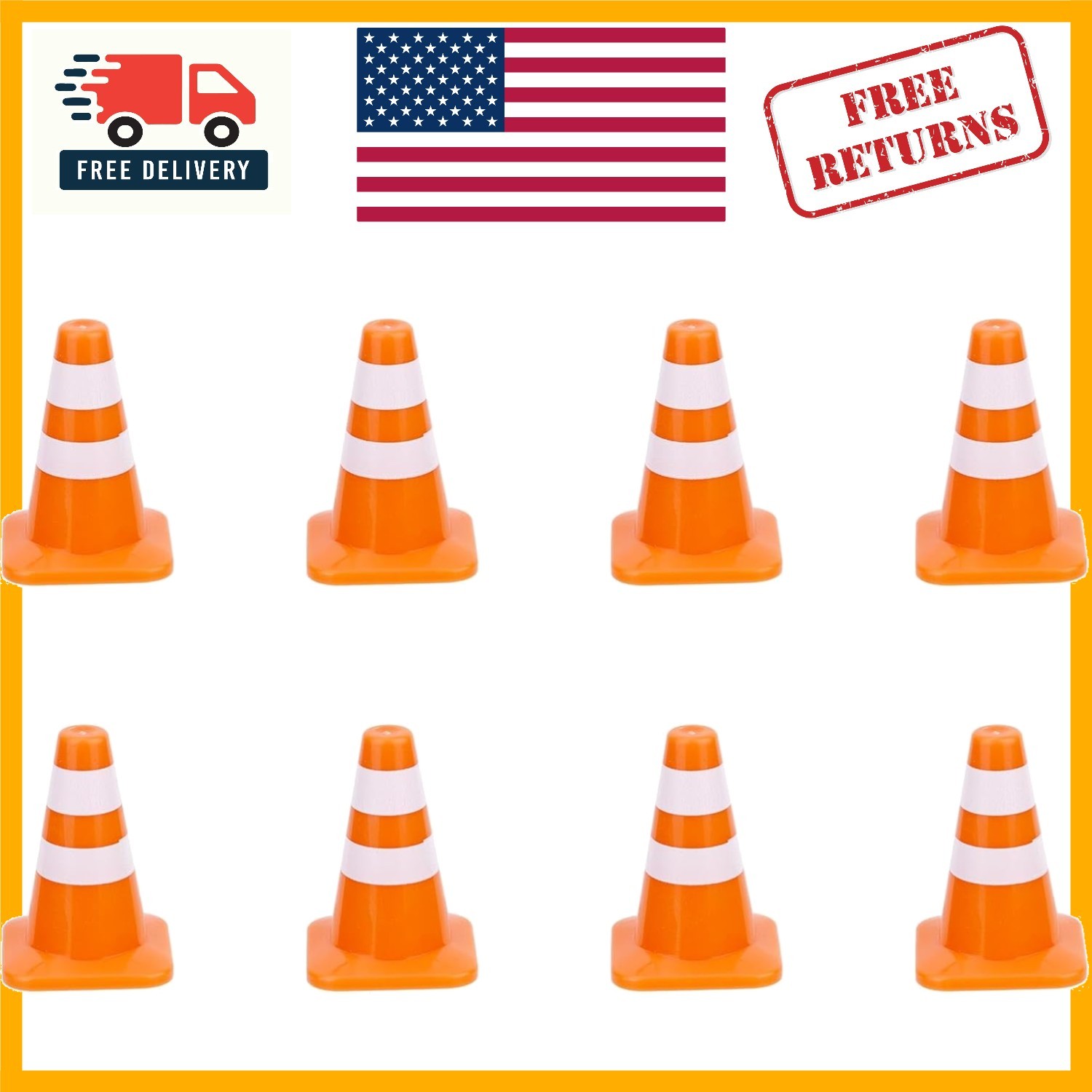 Realistic 8-Piece Mini Traffic Cone Set - 1.38in for Creative Scenes & Teaching