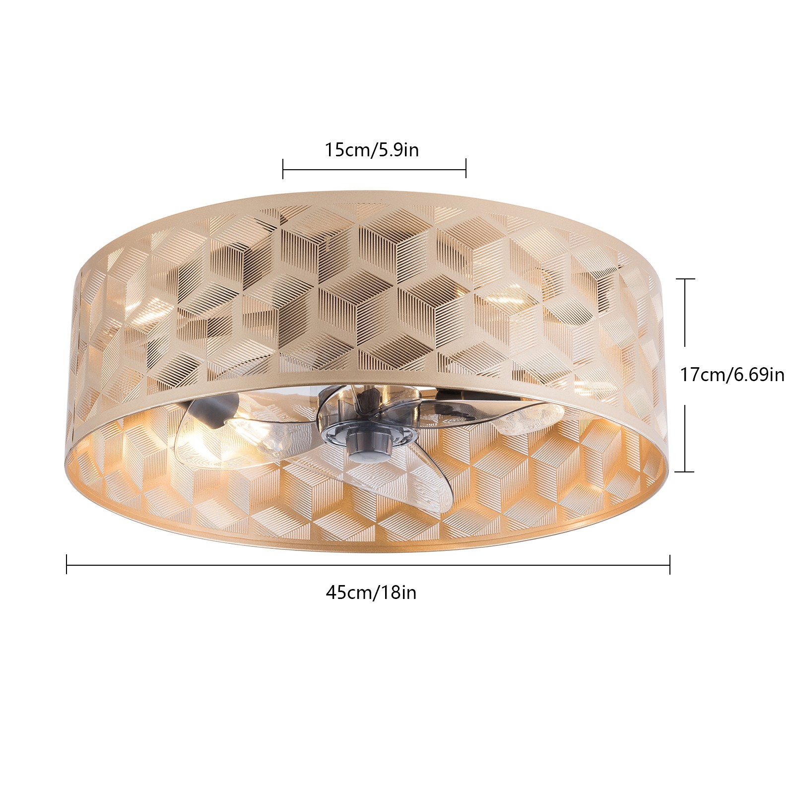Modern Round Low Profile Ceiling Fan Light with Remote Control – 18" Indoor