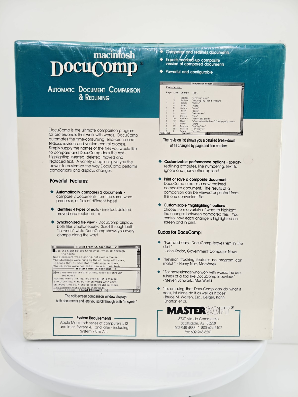 Vintage Macintosh Mastersoft DocuComp Software Apple 1994 NEW SEALED Box