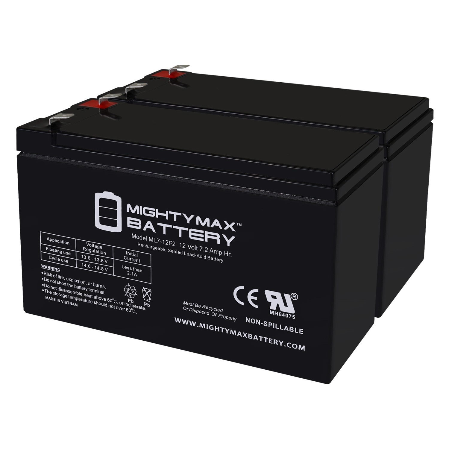 Mighty Max 12V 7Ah F2 Replacement Battery for CyberPower CP1500PFCLCD - 2 Pack