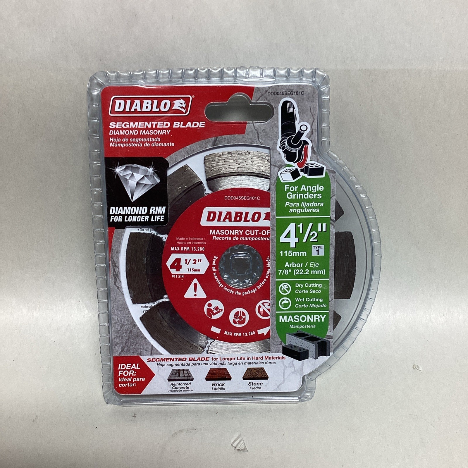 NEW Diablo 4-1/2 in. Diamond Segmented Masonry Cut Off Blade DDD045SEG101C