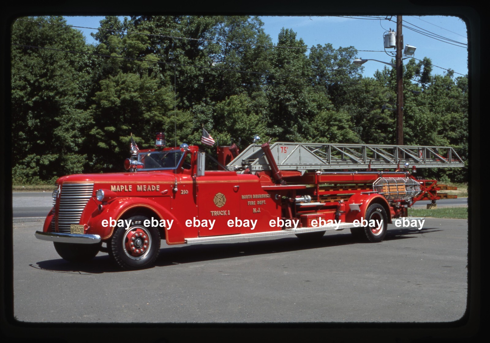 North Brunswick Twp NJ 1946 American La France 75' Aerial Fire Apparatus Slide