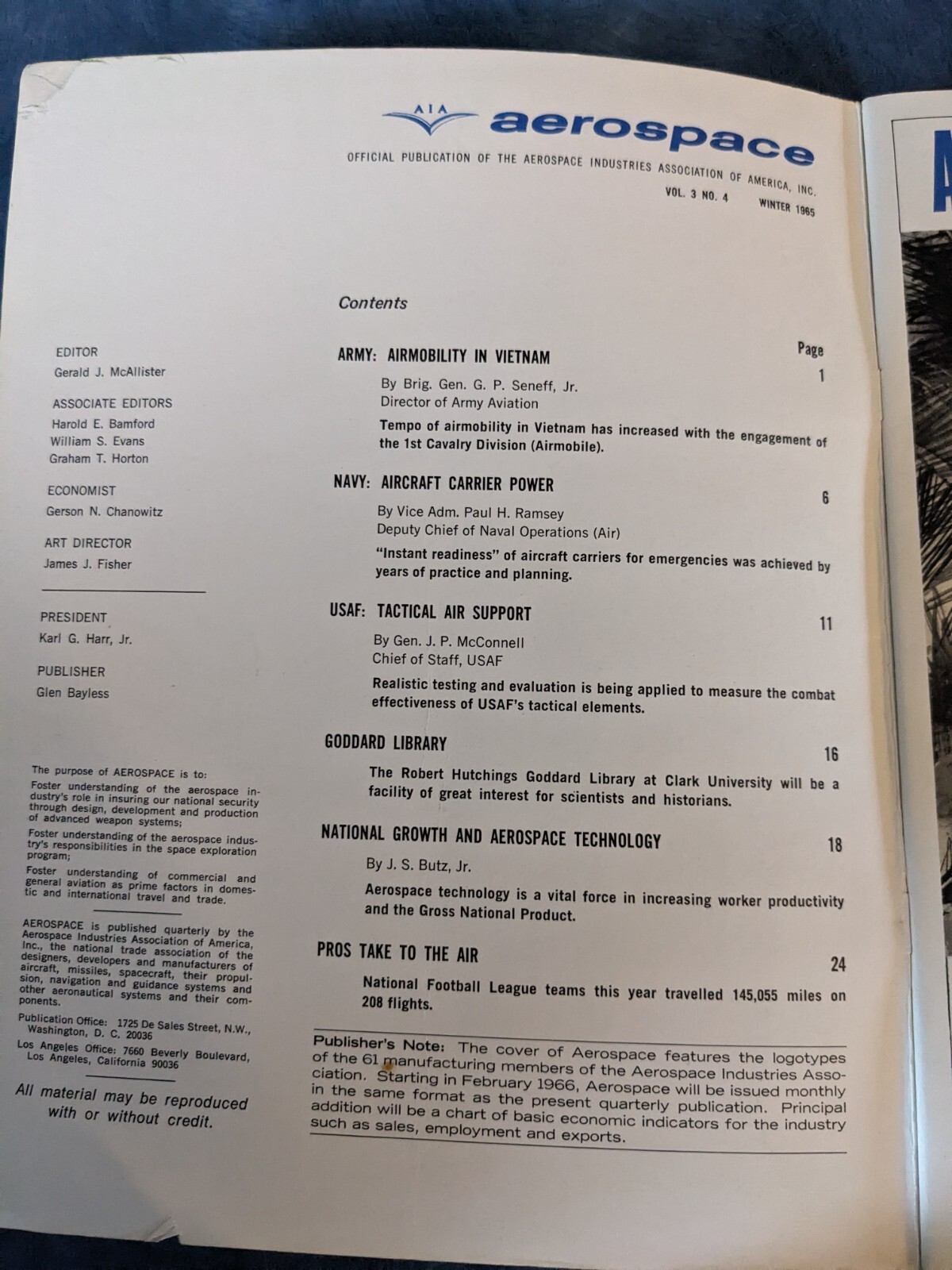 Aerospace Offical Industry publication For Scientists Engineers Winter 1965