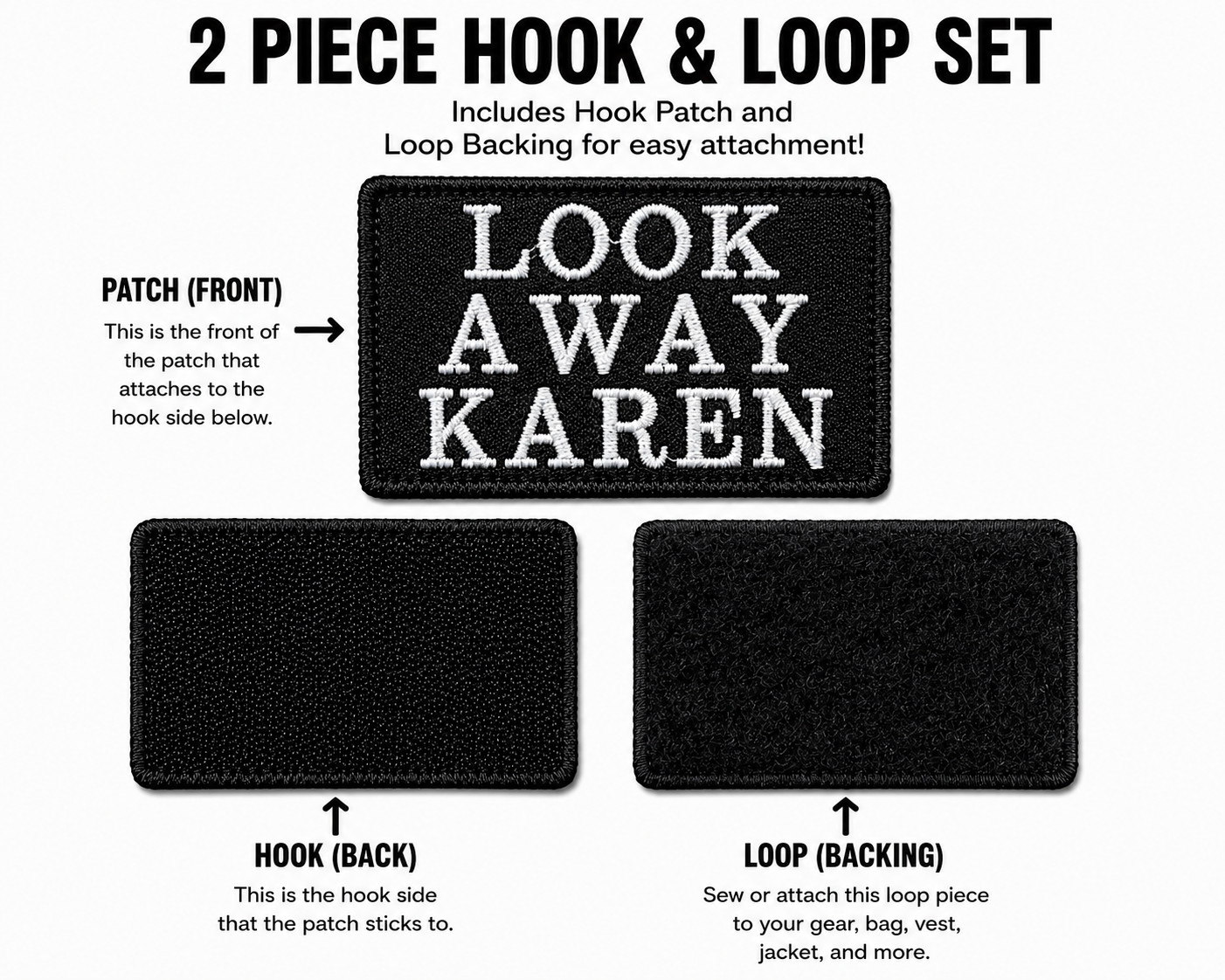 Funny Sarcastic Tactical Morale Patch Look Away Karen Hook & Loop 3x2