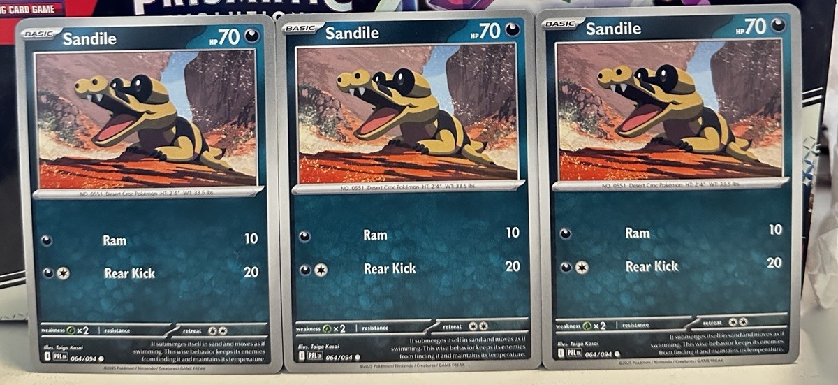 (Set Of 3) Pokemon Phantasmal Flames Series Common Card - Sandile 064/094