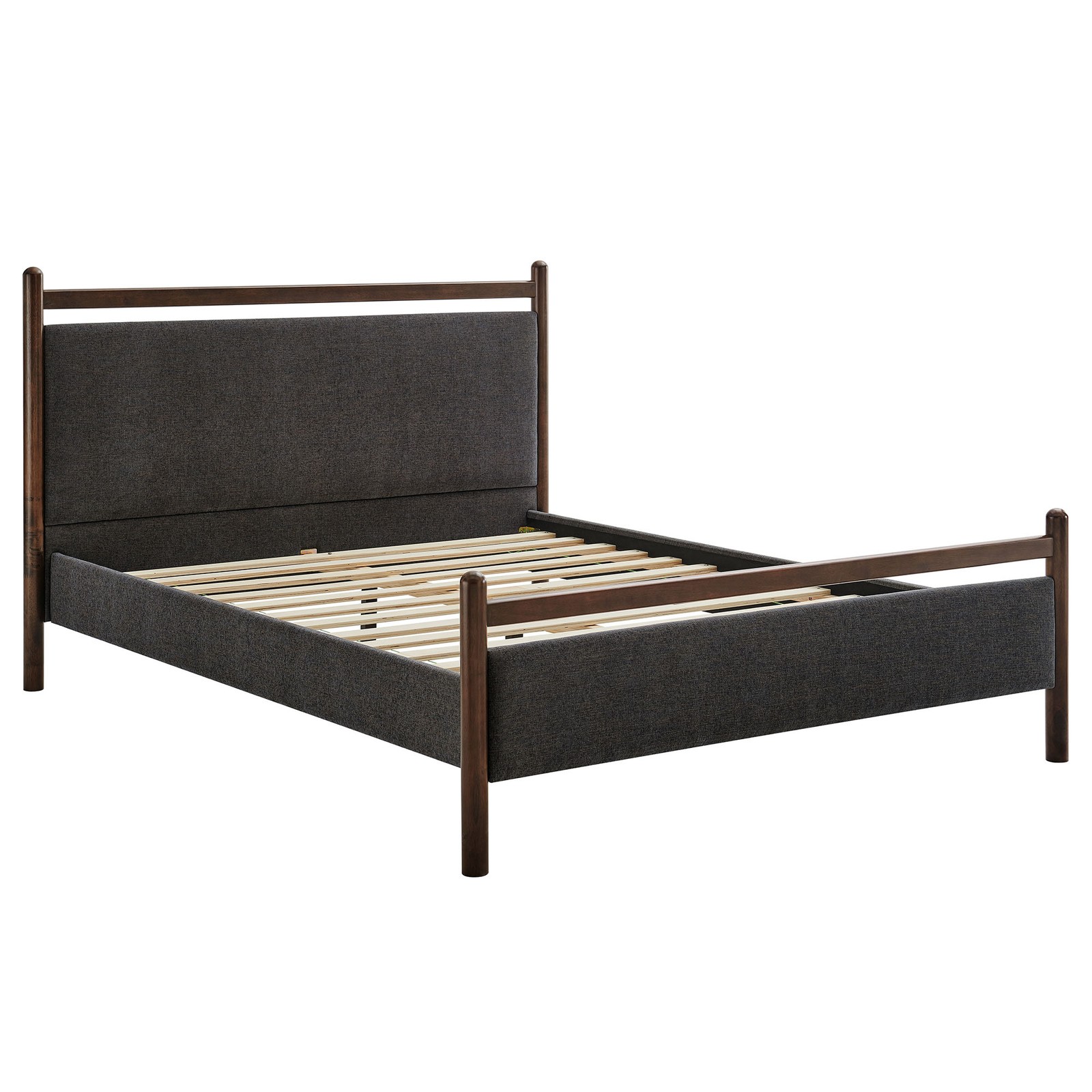 Ginny Queen Size Platform Bed Frame in Wenge Heathered Dark Gray