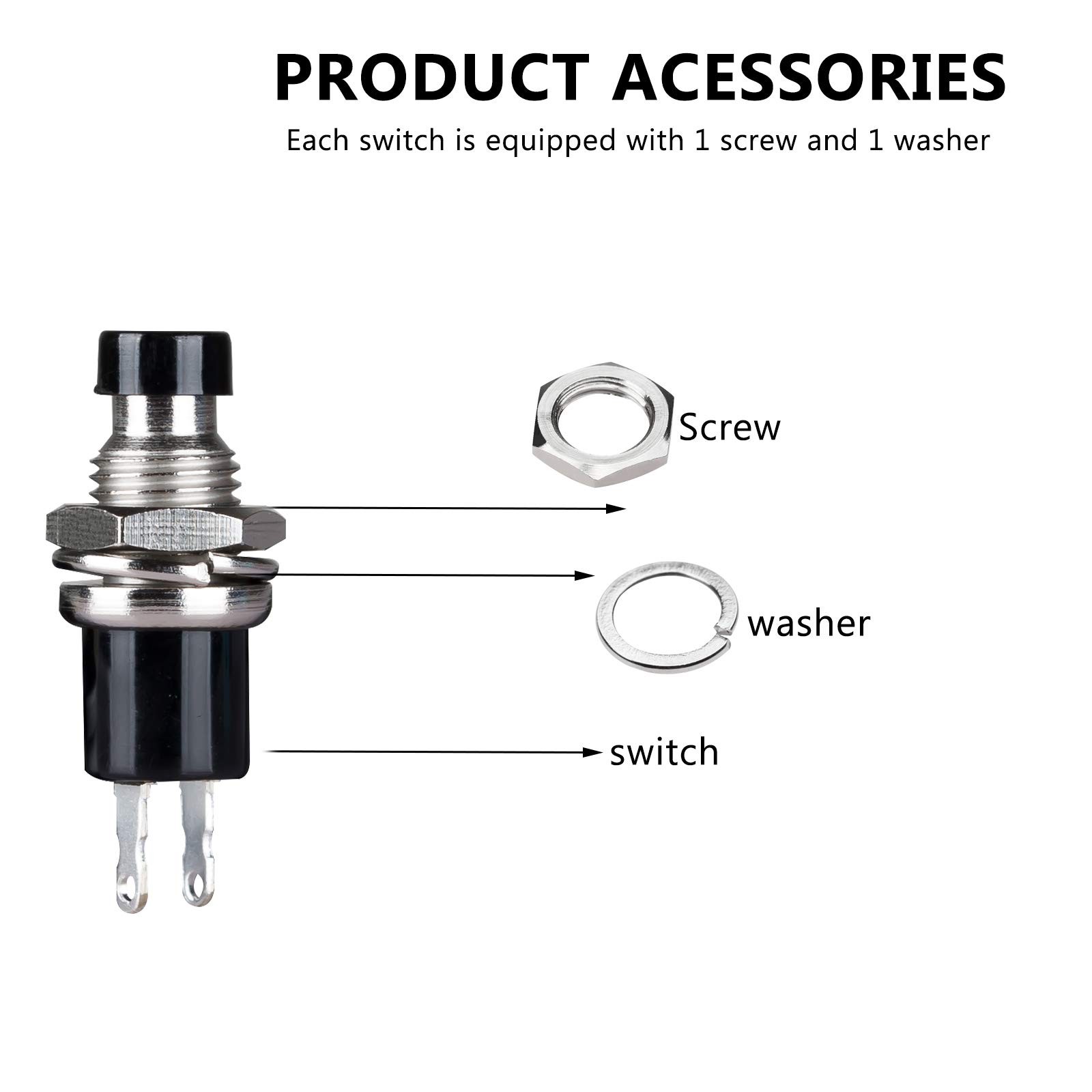 Clyxgs Momentary Push Button Switchspst Normal Closed Nc Switch 2 Pin