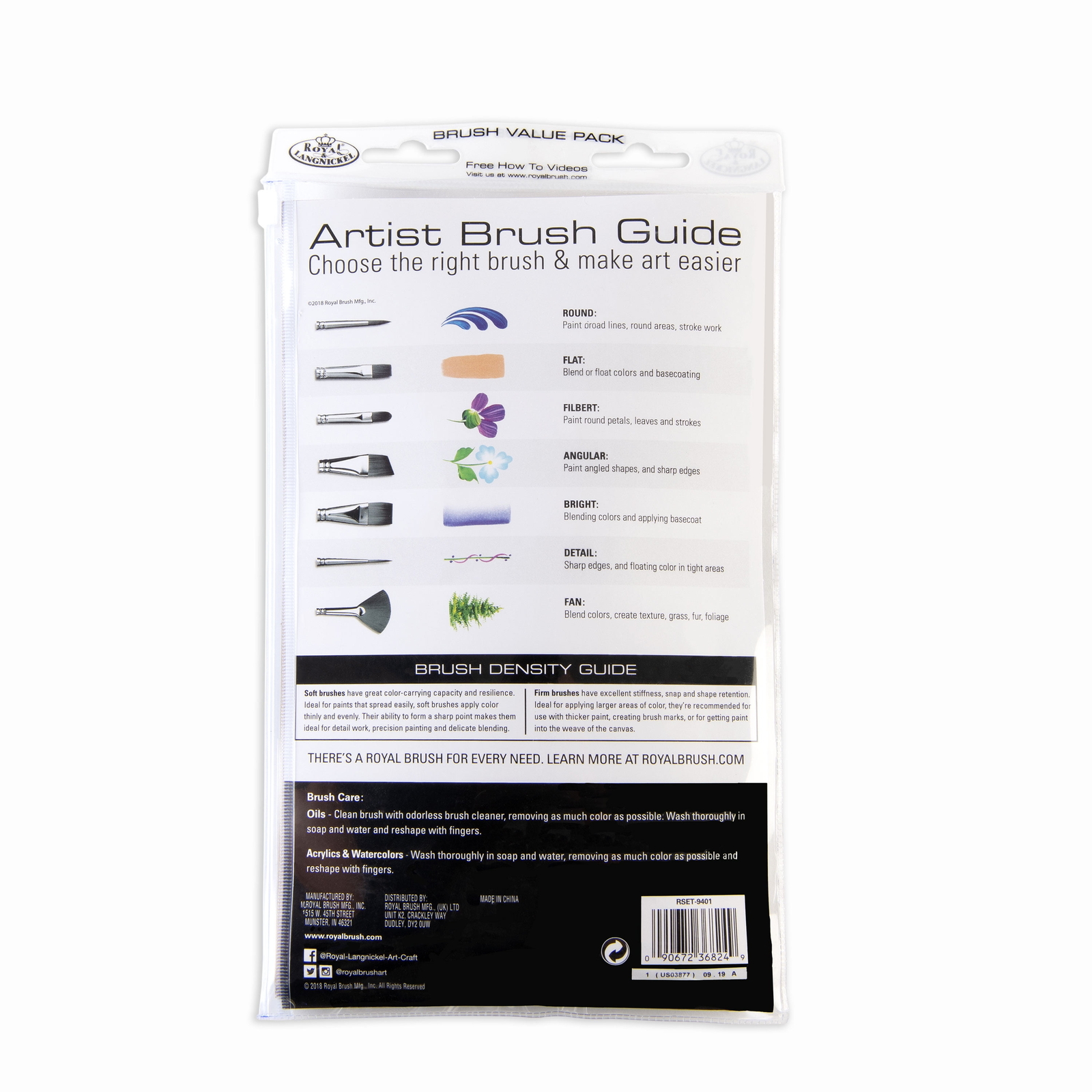 Nickel - Gold Long Assorted Large Brush Acrylic Paintbrush Set - Set of 15
