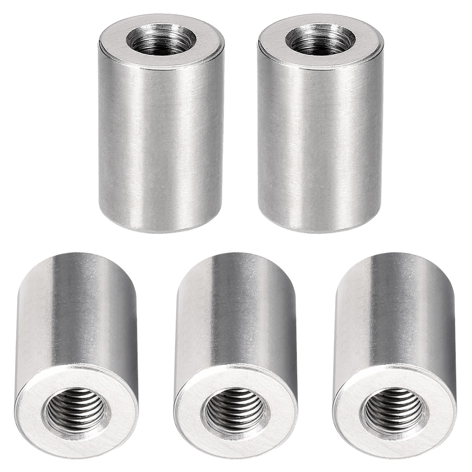 M10x30mm(DxL) Coupling Connector Nut Threaded Sleeve Rod 5Pcs Good for Furniture