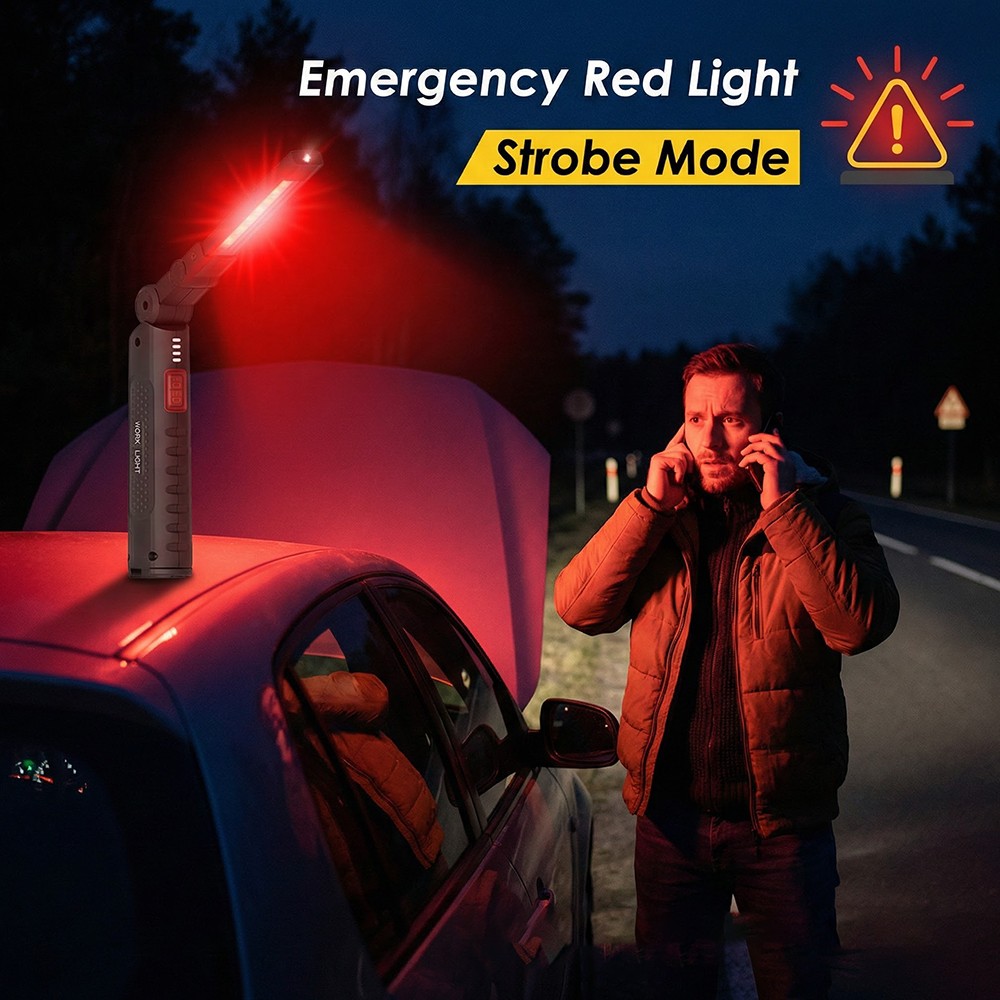 Mini COB LED Work Light 1200mAh Magnetic Rechargeable Mechanic Torch Flashlight