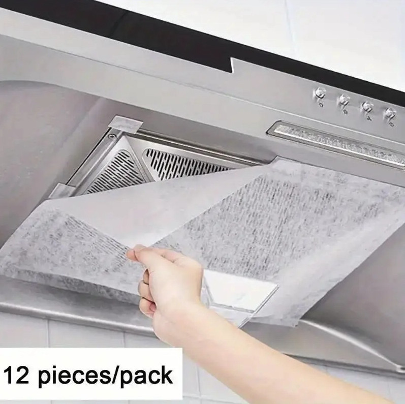 12pcs Range Hood Filters Oil Absorbing Mesh Kitchen Vent Covers - NEW