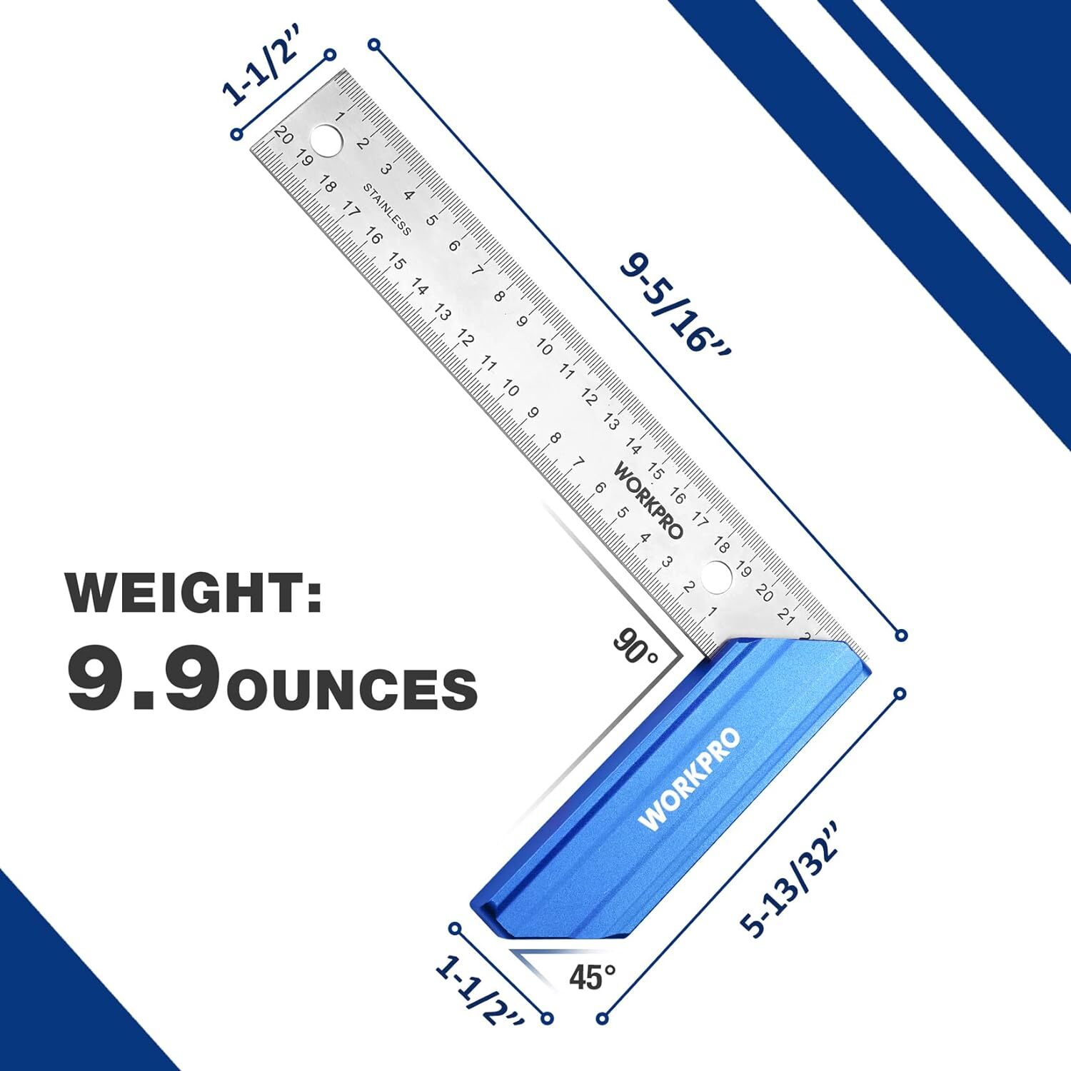 WORKPRO 2PIECE Rafter Square &Combination Square Tool Set/8-inch Try Square Tool