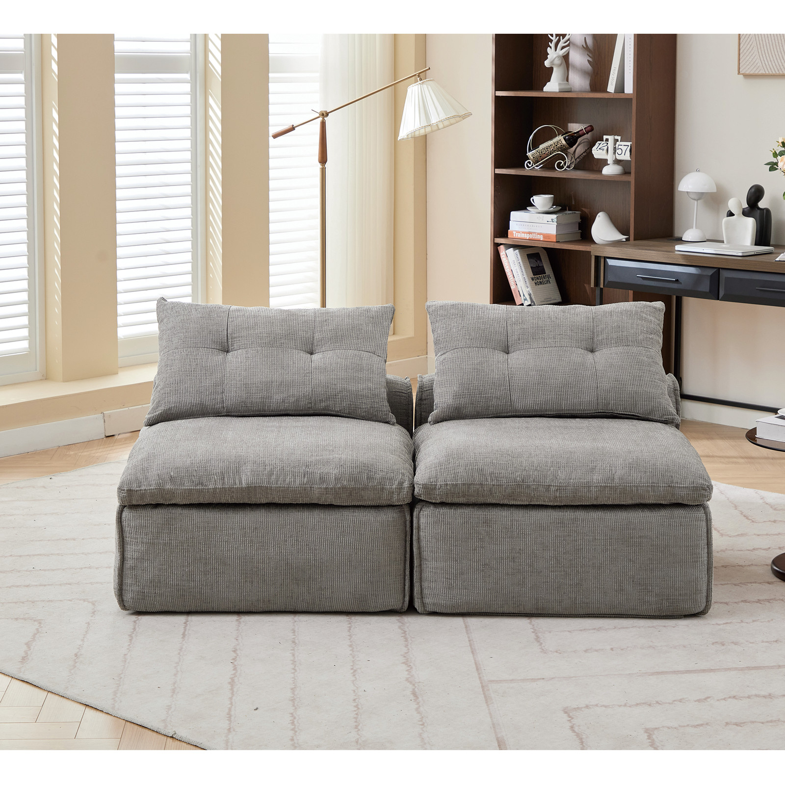 [NEW ARRIVED] [VIDEO PROVIDED]Modular Sofa,No Armrests,At will DIY, Chenille Fab