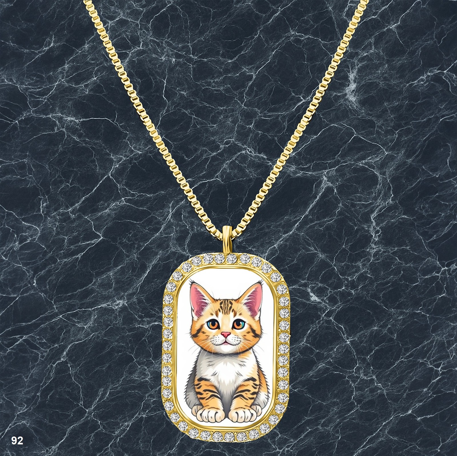Colorful Cat Pendant Necklace Photo Charming Gold Tone Present Piece