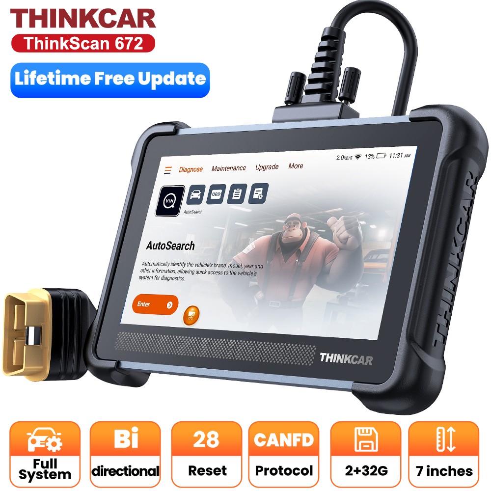 THINKSCAN 672 OBD2 Scanner Free Car FCA Code Bidirectional Diagnostic Tool USA