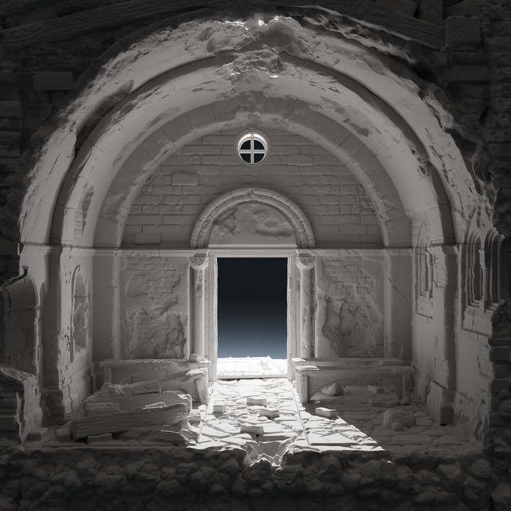 Romanesque Temple Side Chapel 1 | Wargame Terrain | 1 Multi-Piece | FDM printed