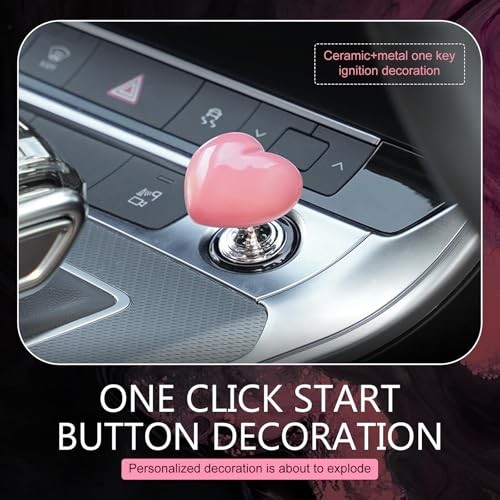 Car Start Button Cover, Heart-Shaped Decorative Engine Start-Stop 1 PC Pink