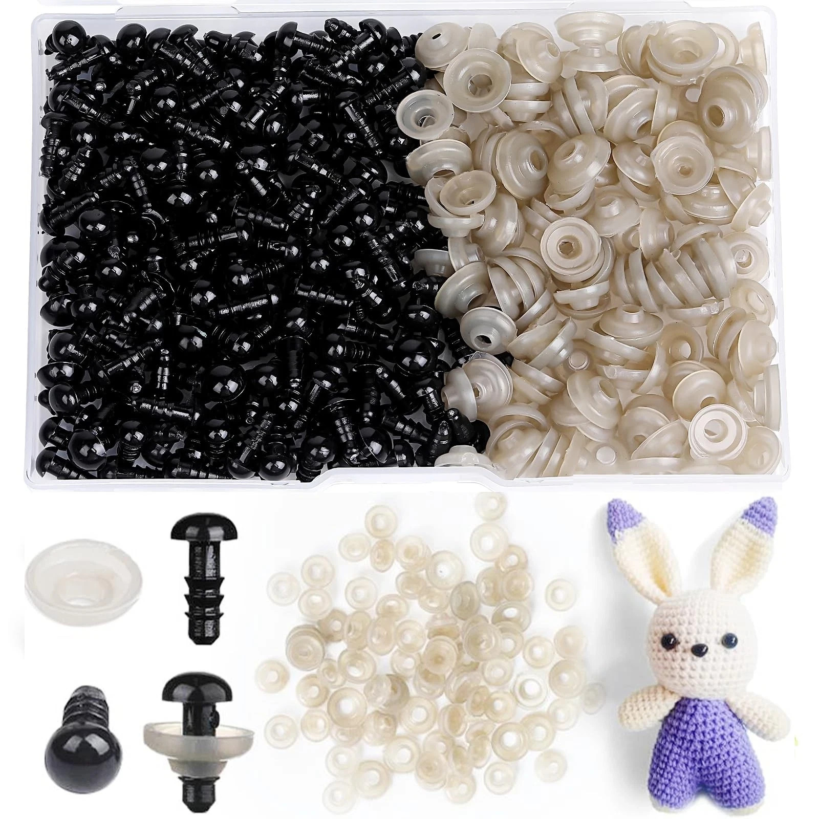 L-LWEIK 320Pcs 6mm Safety Eyes for Amigurumi Black Craft Doll Eyes for Crochet
