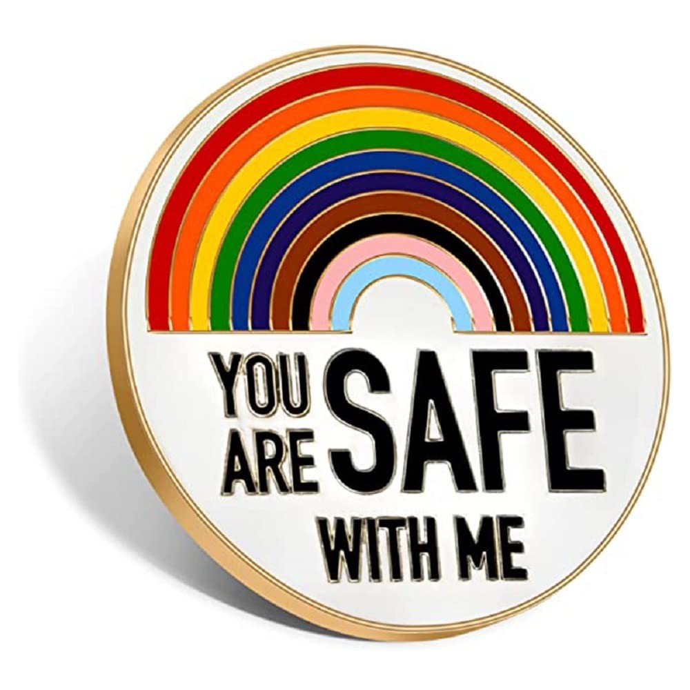 YOU ARE SAFE WITH ME,Enamel Pins,Rainbow Brooch Lapel Pin,Nurse Doctor Medical S