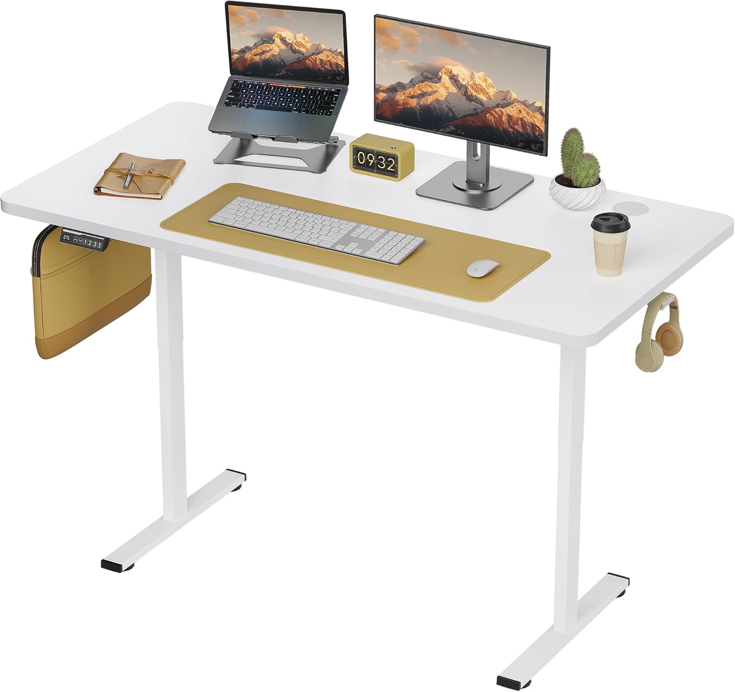 Ergonomic 24" x 40" White Standing Desk with Height & Cable Management