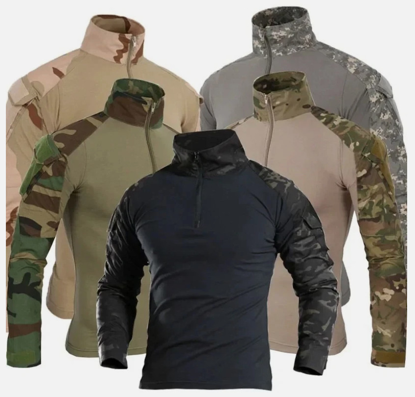 Tactical Combat Shirt Men Army Military Camo Long Sleeve Airsoft Hunting