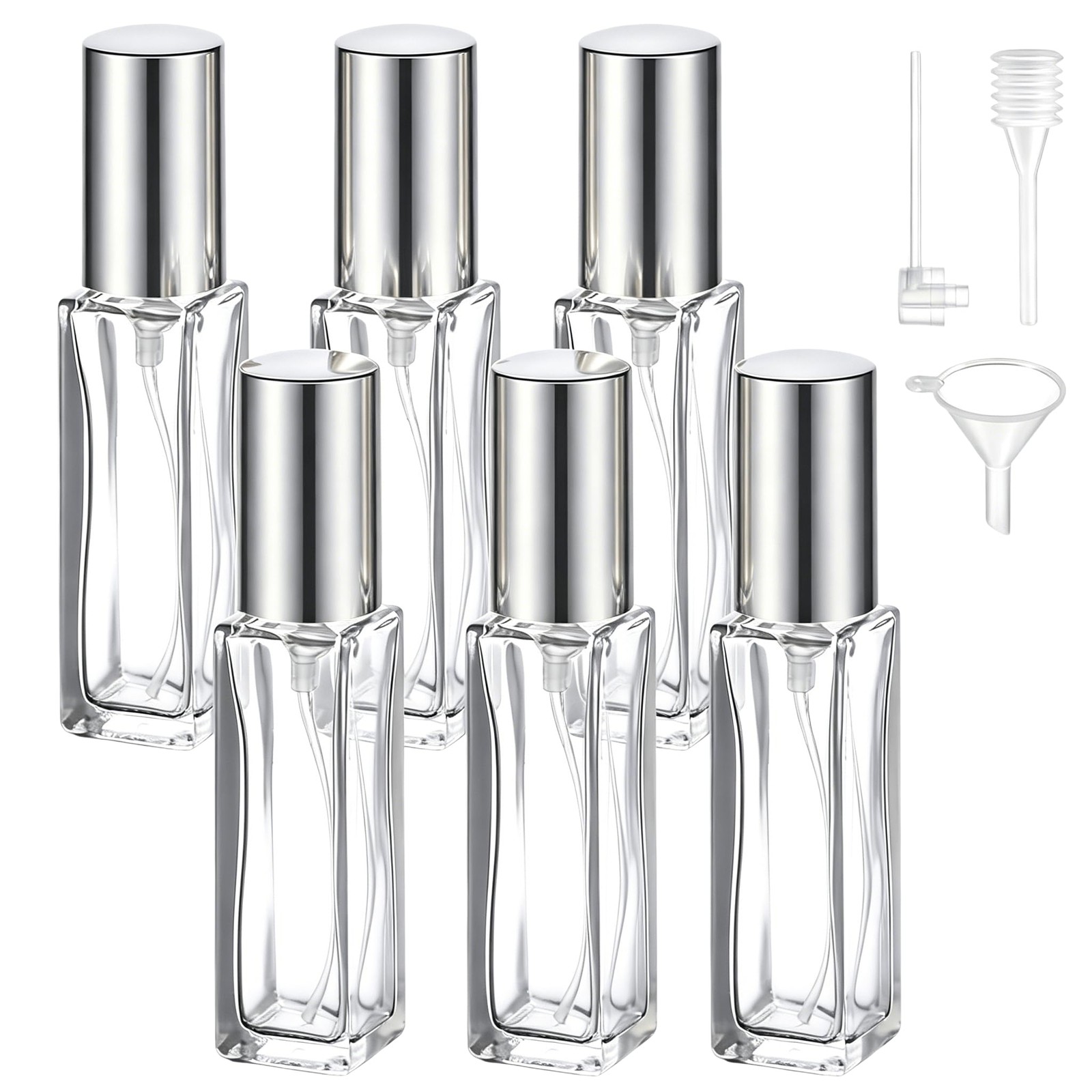 10ml Refillable Glass Perfume Atomizer, 6 Pcs Travel Spray Bottle with Alumin...