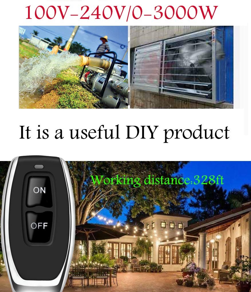 Wireless Remote Switch,AC 110V/120V/240V/40A Relay,Wireless RF Switch for Hou...
