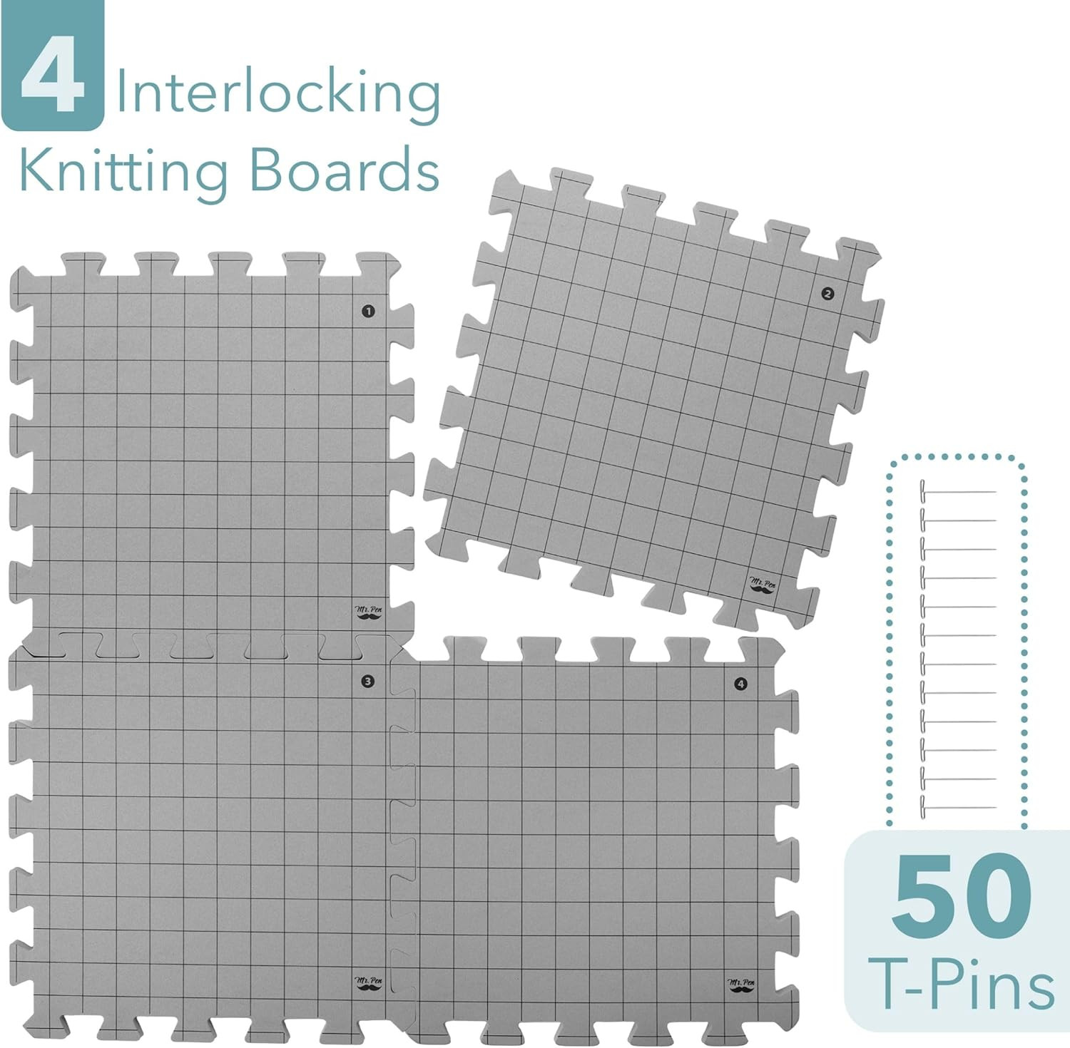 Interlocking Blocking Mats, 12”X12”, 4 Pack, Blocking Mats for Knitting & Croche