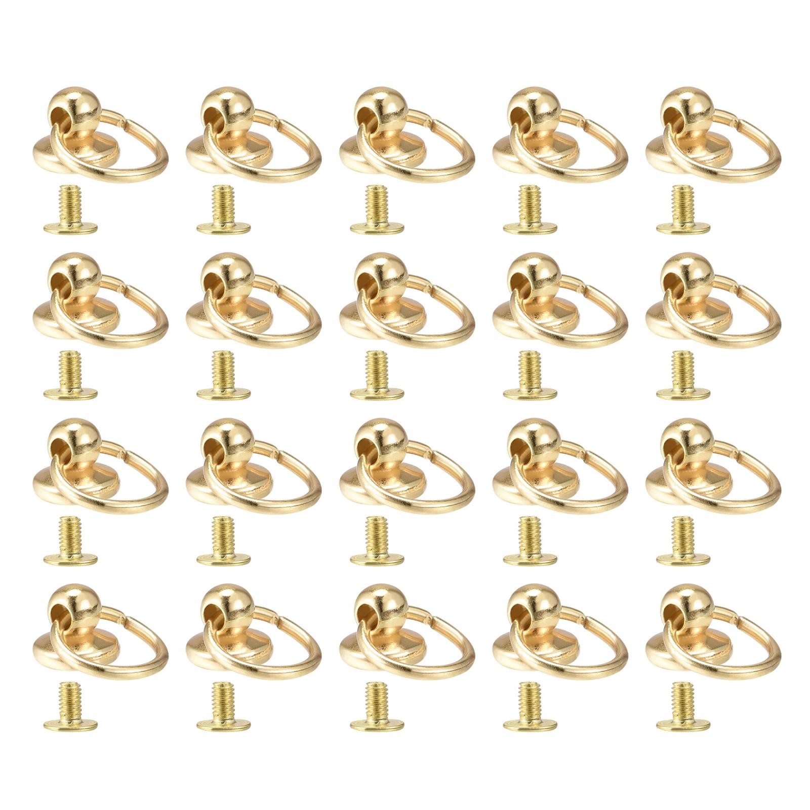 0.5" Toroidal Joint Button Pin Rivets Gold Screw 20 Pcs