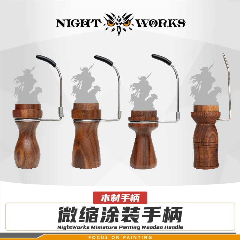NightWorks Wooden Painted Handle Grip for Miniature Model Coloring Hand Paint