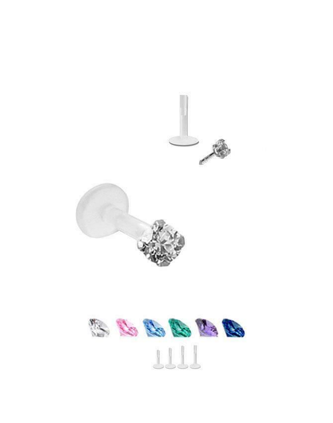 Bioflex Labret Style Push Pin Labret Nose Stud, Screw Monroe 3mm Round 18G 16G