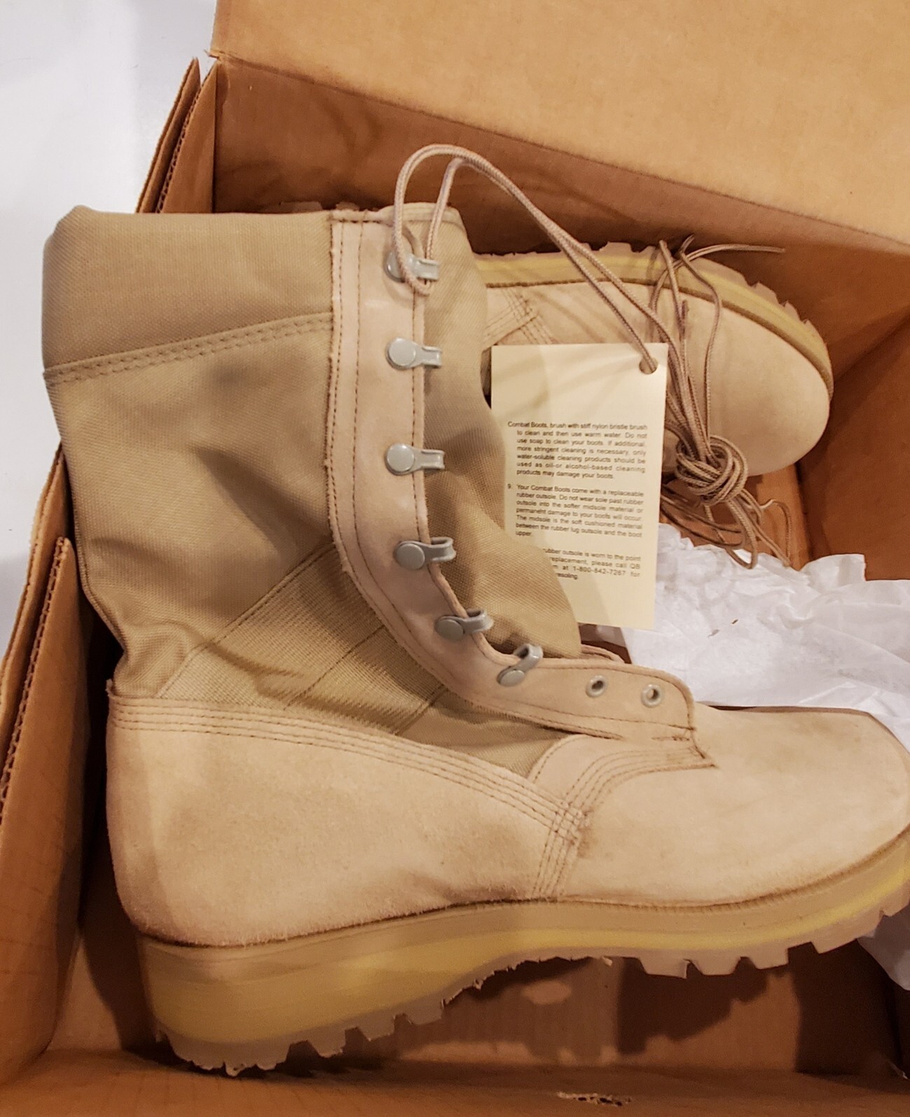 Army Combat Boots Mens USGI Wellco Hot Weather  Desert Tan Size 15 R