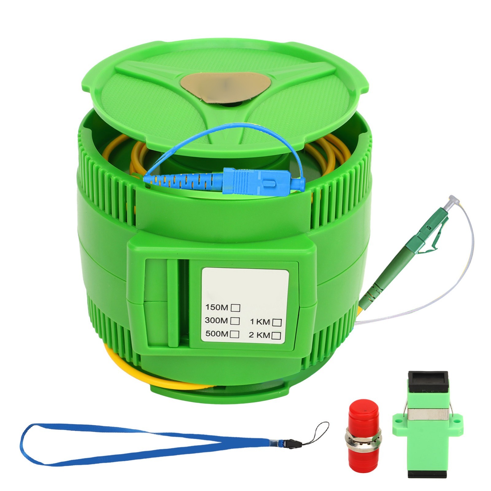 OTDR Launch Cable Box, SC/UPC LC/APC Single Mode Optical Test Fiber Cord, 1000M