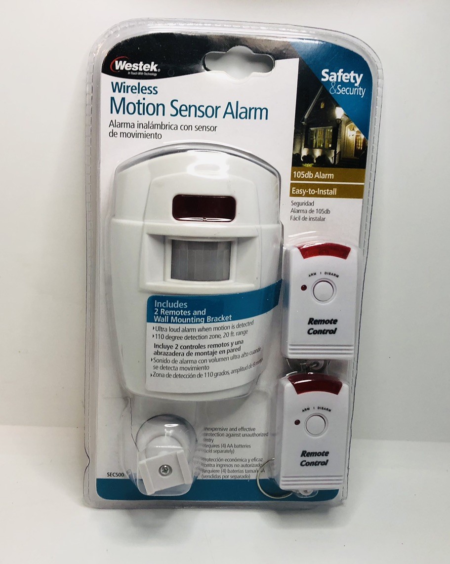 Westek Wireless Motion Sensor Alarm SEC500 with 2 Remote Controls*NEW*