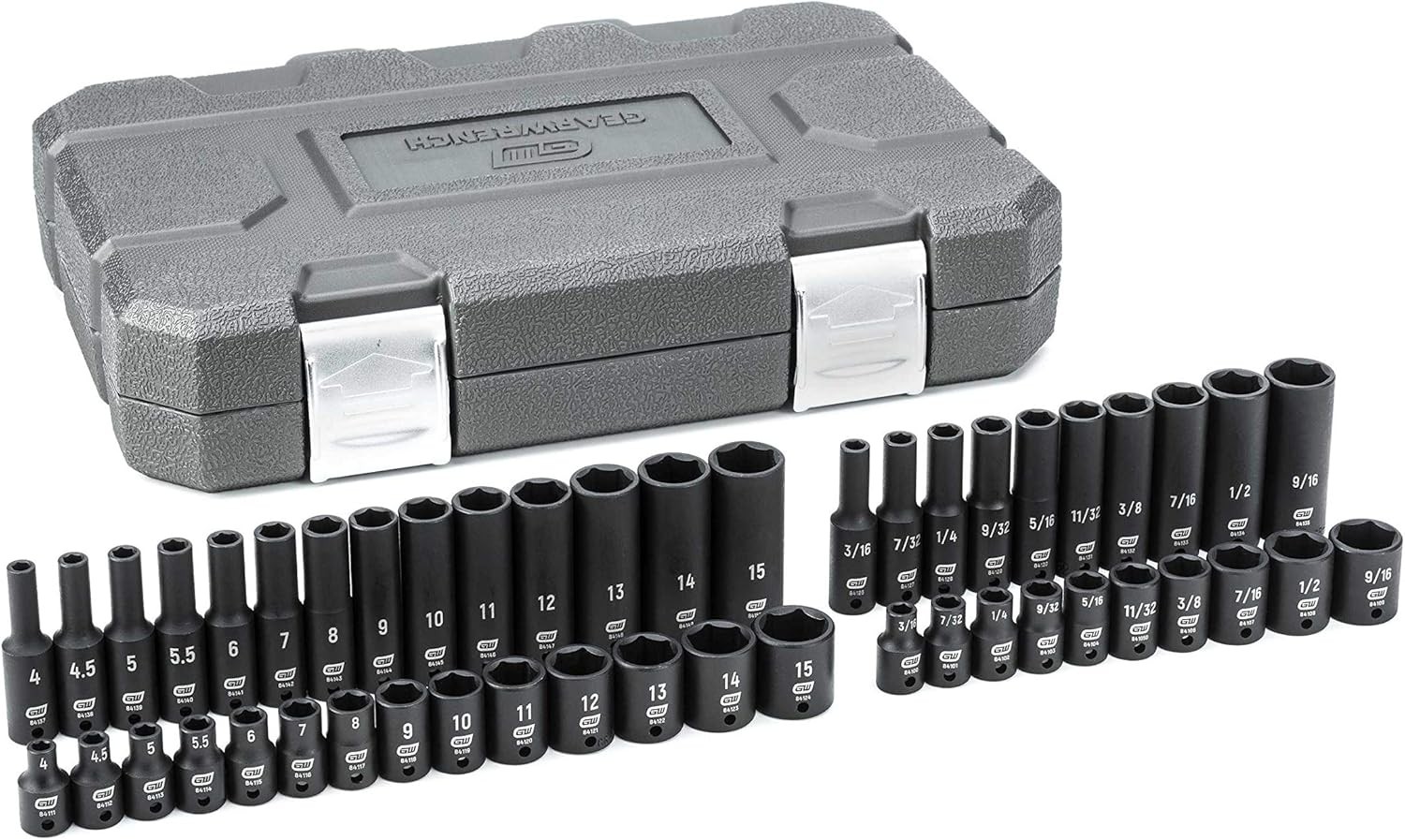 48 Pc. 1/4" Drive 6 Pt. Impact Socket Set, Standard & Deep, SAE/Metric